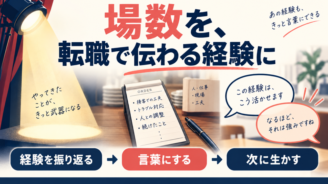 場数を転職で伝わる経験に。舞台・飲食店の経験を振り返り、言葉にして次に生かす
