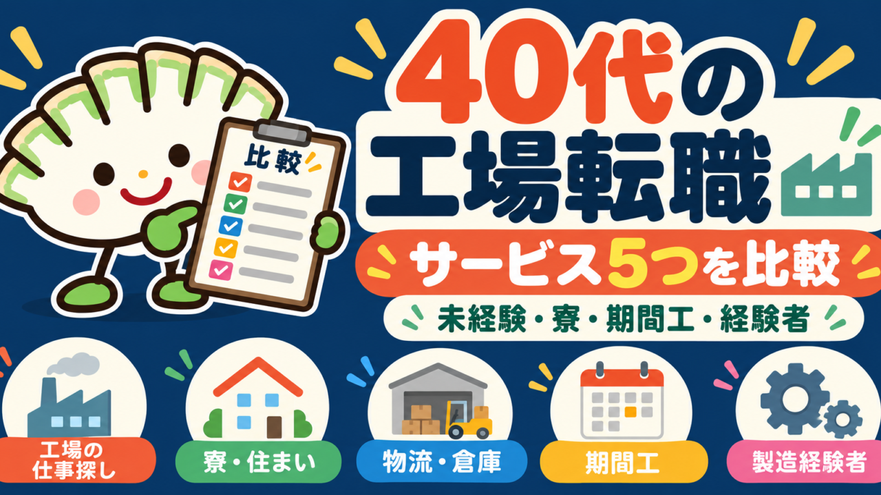 40代の工場転職サービス5つを目的別に比較