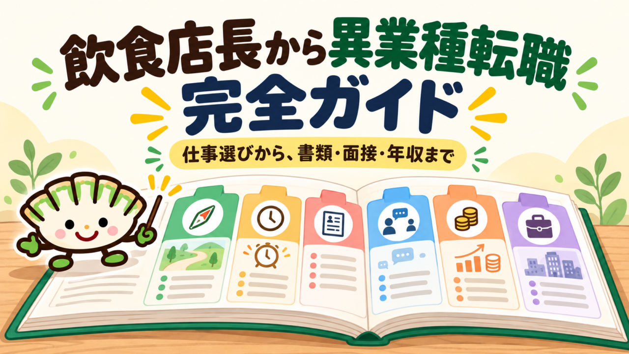 飲食店長から異業種転職への仕事選び・書類・面接・年収を案内するガイドブック