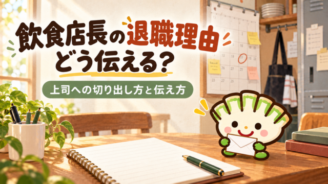 退職を伝える準備としてメモと日程を整理する餃子キャラクター