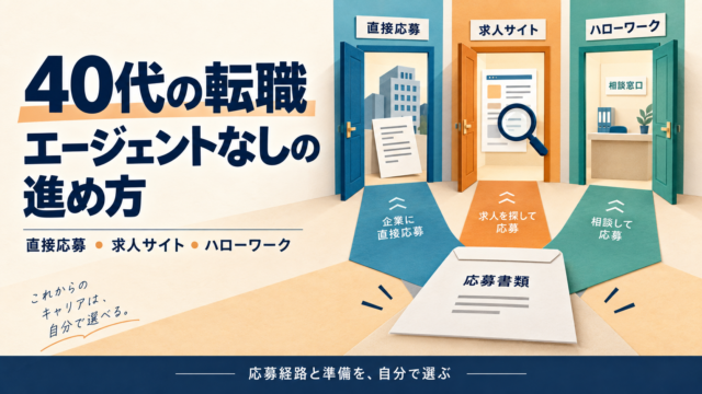 40代の転職をエージェントなしで進める方法。直接応募・求人サイト・ハローワークを示す3つの扉と応募書類。