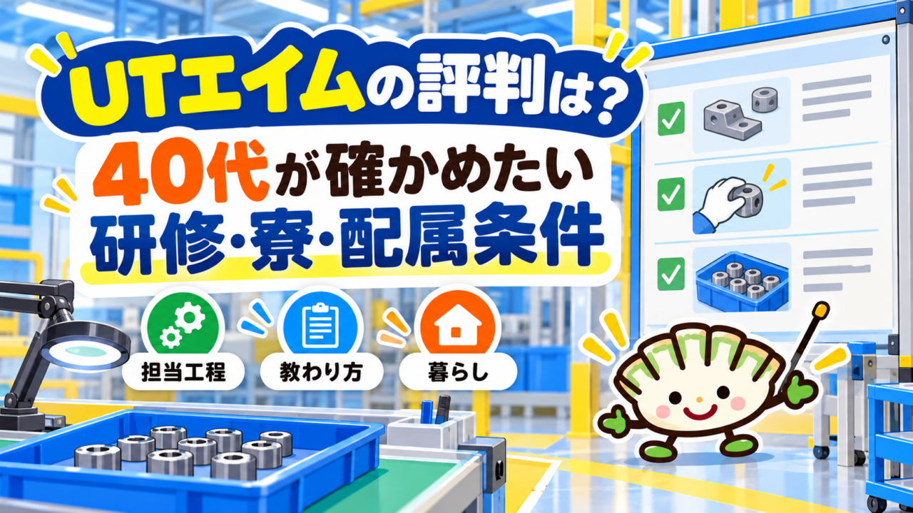 UTエイムの評判を調べ、40代が担当工程・教わり方・暮らしの条件を確かめる案内